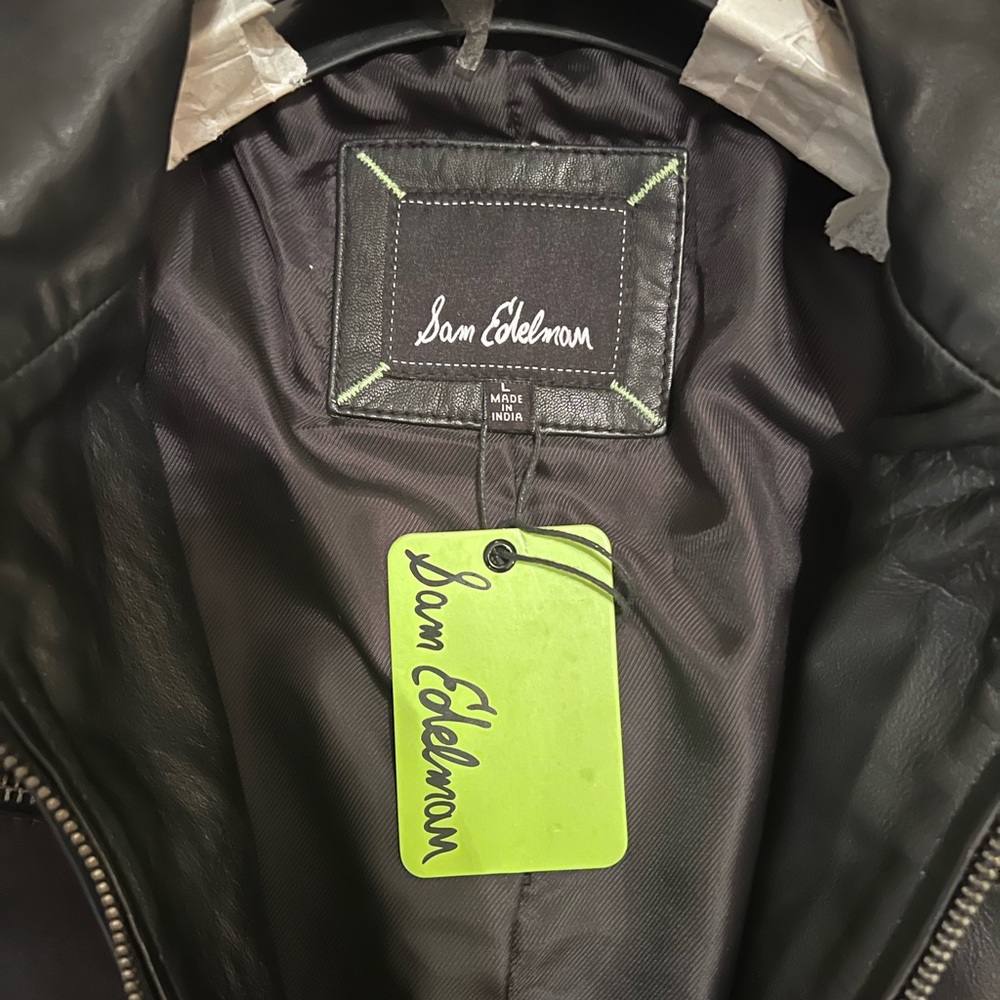 Sam Edelman Black Leather Jacket with Silver Accents - Picture 2 of 9